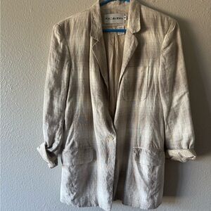 100% linen Plaid Women's Blazer